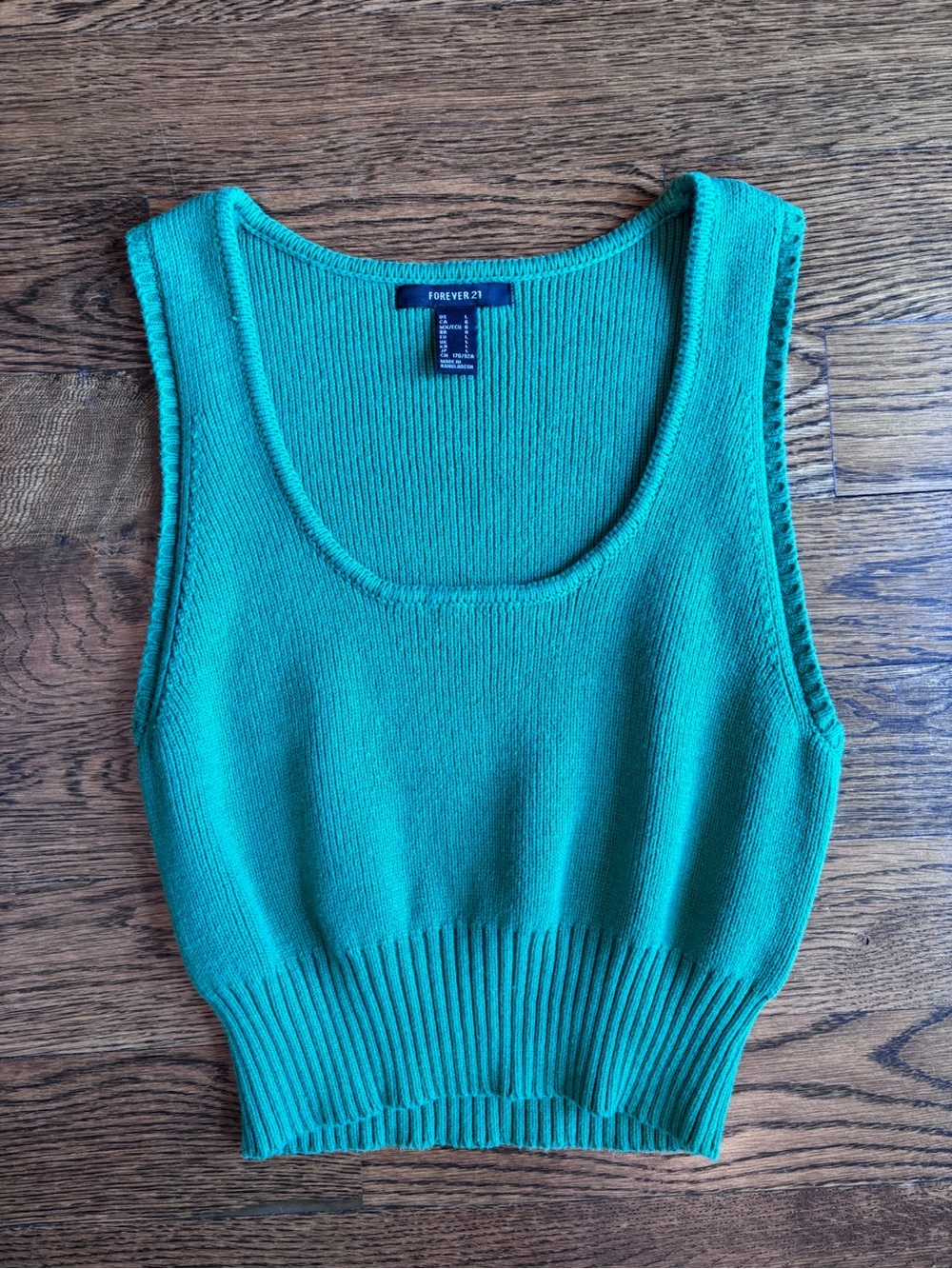 Forever 21 Green Ribbed Knit Crop Tank | Size Large